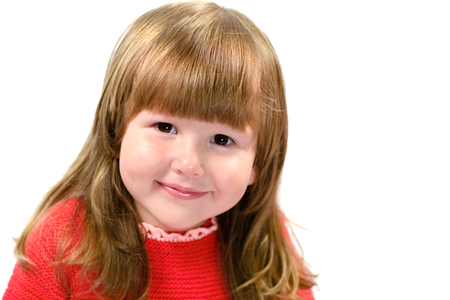 Pretty Shiny Kind Girl Looking At You With Love Isolated On White Stock Photo Pretty Shiny Kind Girl Looking At You With Love Isolated On White Stock Photo