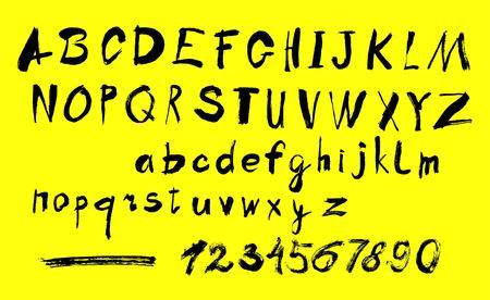 アルファベットの小文字 大文字の文字し 数字します ベクトルのアルファベット 手描き文字 筆で書かれたアルファベットの文字 のイラスト素材 ベクタ Image