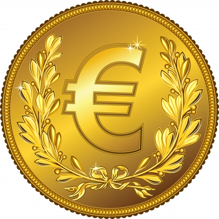 Gold coin: vàng đồng xu tiền euro với một vòng hoa nguyệt quế Hình minh hoạ