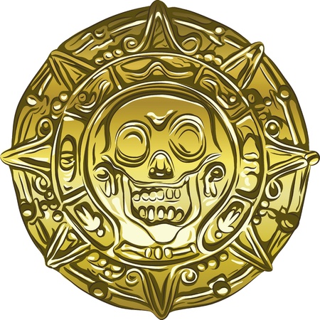 Gold coin: vàng đồng xu tiền cướp biển với một hộp sọ Hình minh hoạ