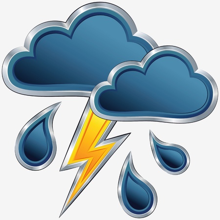 Vector an icon of bad weather with clouds, a storm, a rain and a lightning Vector Illustration