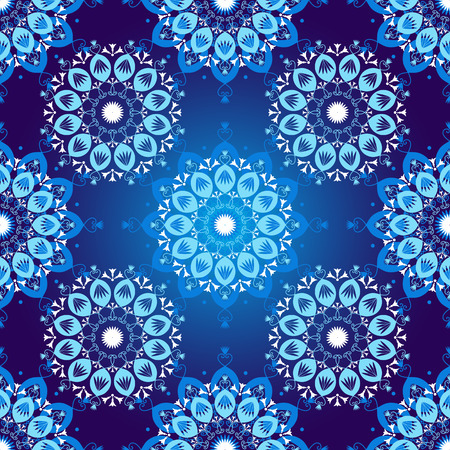 seamless dark blue vintage christmas pattern with colorful lacy vintage christmas pattern