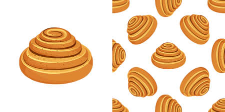 Kanelbulle - swedish cinnamon roll. sweet bun popular in sweden. vector illustration in the cartoon style.