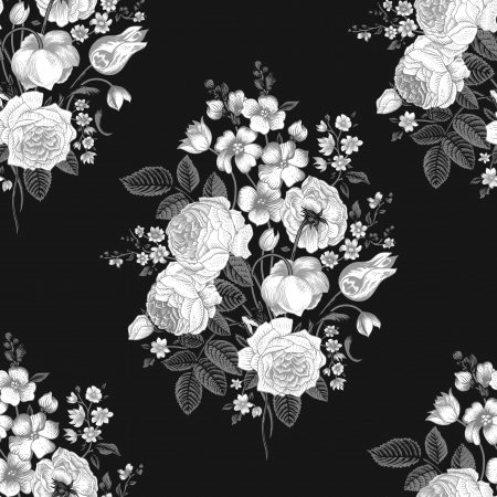Nahtlose Vintage Muster Mit Viktorianischen Strauss Weisser Blumen Auf Einem Schwarzen Hintergrund Lizenzfrei Nutzbare Vektorgrafiken Clip Arts Illustrationen Image 25023429