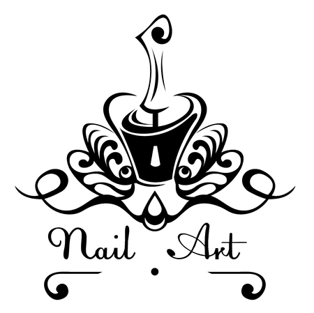 Nail Art Abstract Vector Logo Bottle Of Nail Polish With A Brush