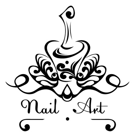 Nail Art Abstract Vector Logo Bottle Of Nail Polish With A Brush