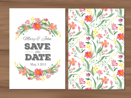wedding set with watercolor flowers and typographic elements free rsvp card template
