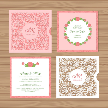Wedding Invitation Or Greeting Card With Flower Ornament Cut