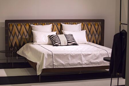 Modern Stylish Bedroom Double Bed With Headrest In The Art Nouveau