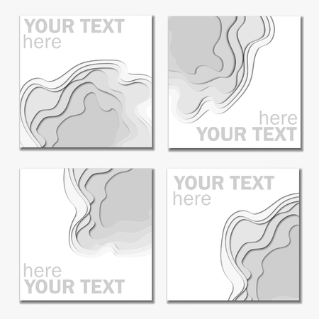 3d abstract paper cut white and graybackground vector rectangle