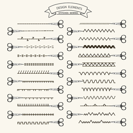 Collection of vector illustration sewing stitch patterns - 39390926