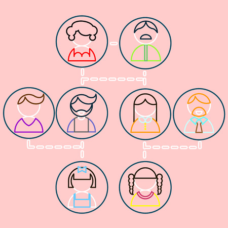 cartoon vector illustration of three generation family tree three generation family tree