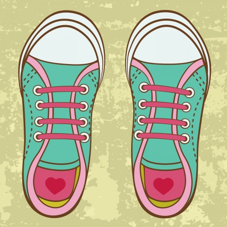 An illustration of colorful toddler girl trainers - 19876765