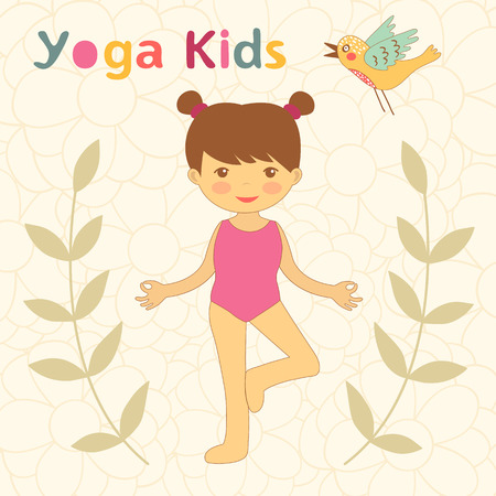 かわいいヨガの子供たちのイラストのイラスト素材 ベクタ Image