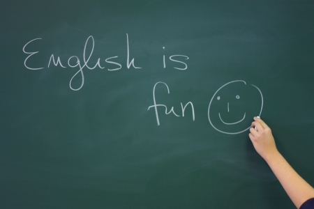 English slogan on blackboard