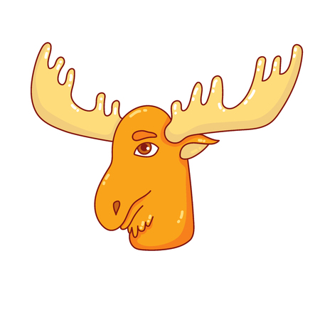 Elk head colorful cartoon portrait vector illustration