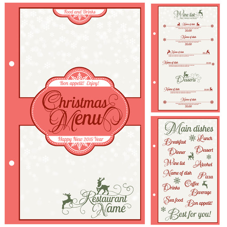 Special Christmas festive menu design. Vector illustration.