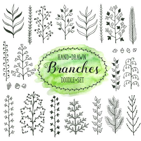 手描き Branches コレクションです 簡単な落書き枝が白い背景で隔離のセットです ビンテージ インク枝 はがきや招待状のデザインのための花の装飾的な要素 のイラスト素材 ベクタ Image 手描き Branches コレクションです 簡単な落書き枝が白い背景で隔離のセットです ビンテージ インク枝 はがきや招待状のデザインのための花の装飾的な要素 のイラスト素材 ベクタ Image