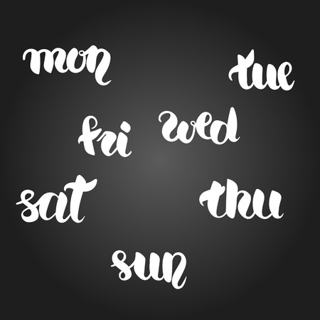 白い書道セット黒のグラデーション背景を持つ短い曜日 簡単編集のイラスト素材 ベクタ Image