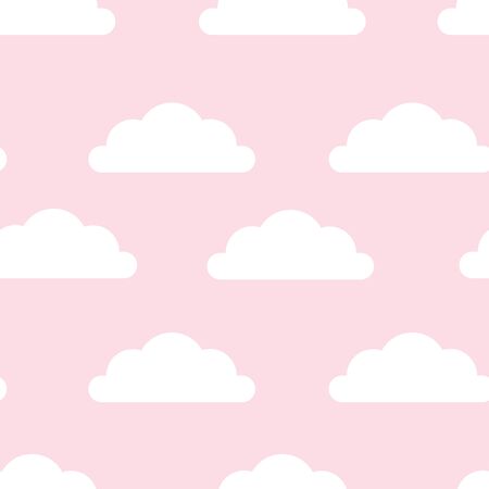 ピンクの背景と白のふわふわの雲 のイラスト素材 ベクタ Image