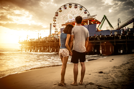 Happy couple spending time in Santa monica - 71078495