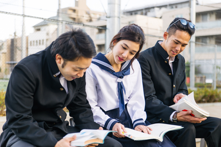 Couple asian uniform outdoor