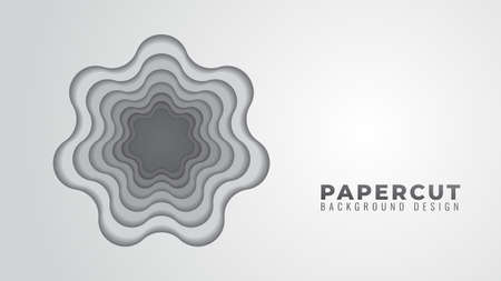 Monochrome wavy hole papercut layers vector illustration abstract background design template gray gradient color theme
