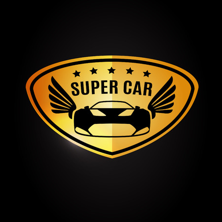 sports car vehicle silhouette and wings logo vector design royalty
