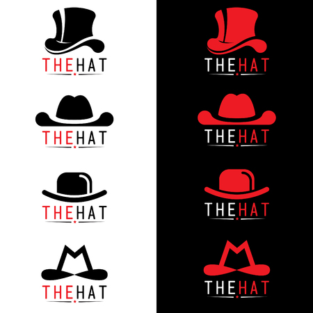 Black and red hat logo vector set design