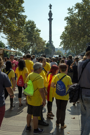 barcelona spain september 11 2014 croud of people
