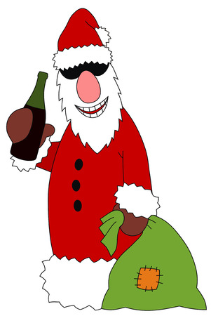 Abstract vector illustration of drunk Santa Claus