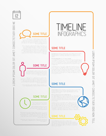 Vector infographic timeline report template with icons made from thin line