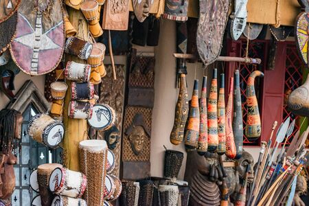 Local Market Tool >> Variety Of African Souvenirs Exposed For Sale In Local Local Market Tool >> Variety Of African Souvenirs Exposed For Sale In Local