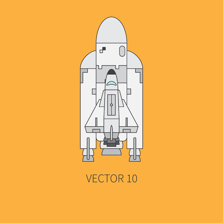 フラット カラー アイコンの線要素航空宇宙プログラム ロケット スペースシャトル 漫画のスタイル 宇宙 イラストやデザインの要素 コレクションです スペース 銀河 技術 のイラスト素材 ベクタ Image