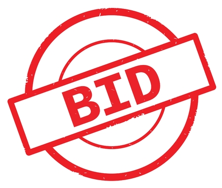bid text written on red simple circle rubber vintage stamp stock