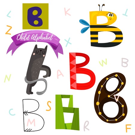 bright alphabet set in vector b letter stylish 6 hand drawn letters