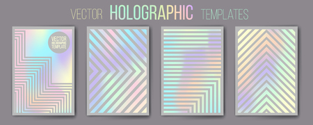 set of vector holographic gradient templates shiny and mat shiny templates