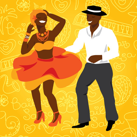 Salsa dancers. Cuban couple dance salsa. Vector modern illustration and design element - 31043235