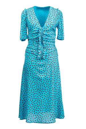 blue silk dress short