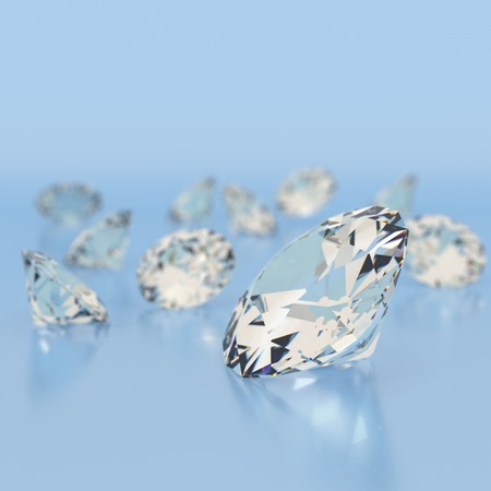 Shiny White Diamonds On Blue Background High Quality Photo