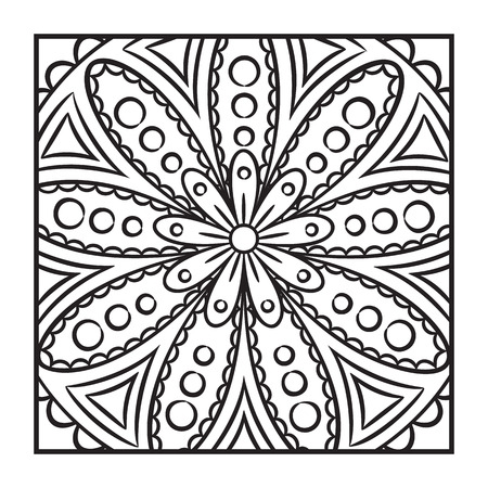 Doodle Mandala Coloring Page Outline Floral Design Element