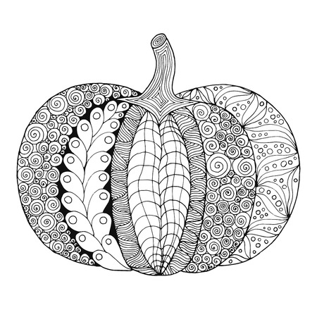 Zentangle Stylized Pumpkin Black White Hand Drawn Vector