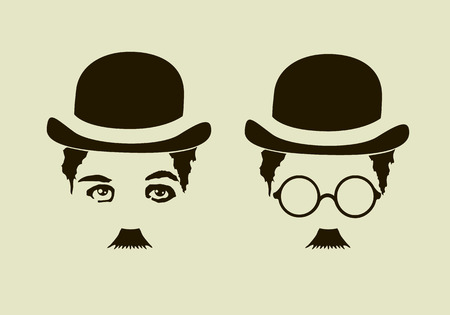 Retro hat, mustaches, glasses