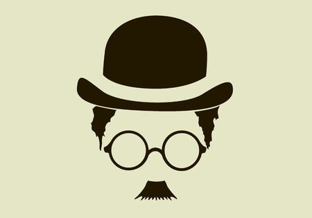 Retro hat, mustaches, glasses