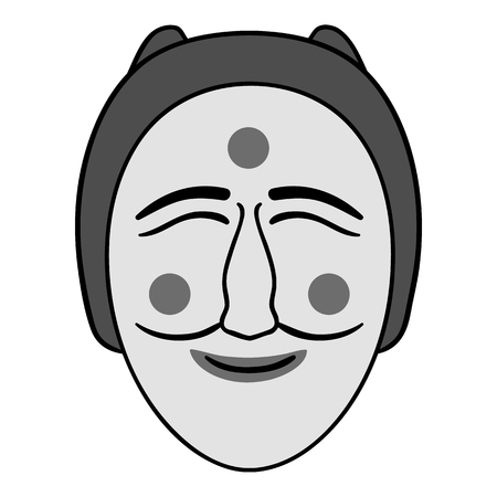 モノクロ スタイル白い背景で隔離の河回マスク アイコン 韓国シンボル株式ベクトル イラスト のイラスト素材 ベクタ Image 7140