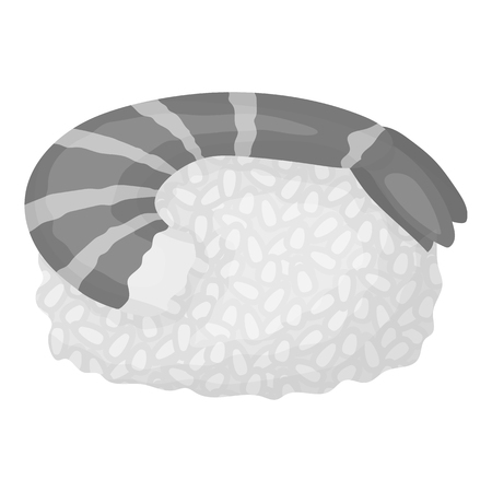 モノクロ スタイル白い背景で隔離の海老にぎりアイコン 寿司シンボル株式ベクトル イラスト のイラスト素材 ベクタ Image