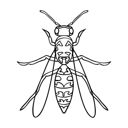 wasp icon in outline design isolated on white background insects