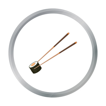 白い背景に分離された黒のスタイルで箸アイコン 寿司シンボル ベクトル イラスト のイラスト素材 ベクタ Image