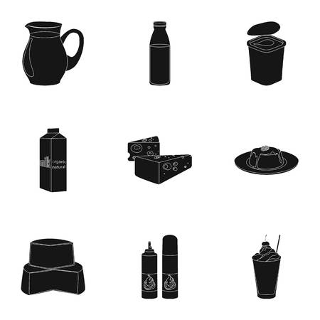 牛乳製品と甘いモノクロ スタイルでアイコンを設定します 乳製品や甘いベクトル シンボル ストック イラストの大きなコレクションのイラスト素材 ベクタ Image