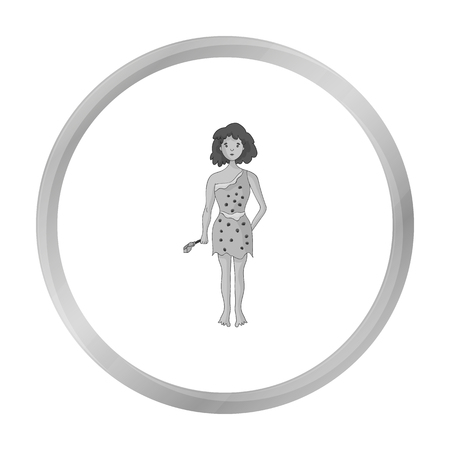白い背景に分離されたモノクロのスタイルでの石のツール アイコンと Cavewoman 石器時代のシンボル ベクトル イラスト のイラスト素材 ベクタ Image